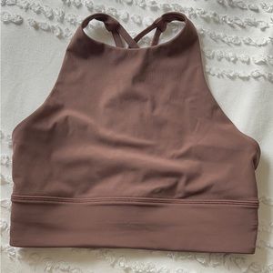 Lululemon High-Neck Longline Sports Bra, Taupe